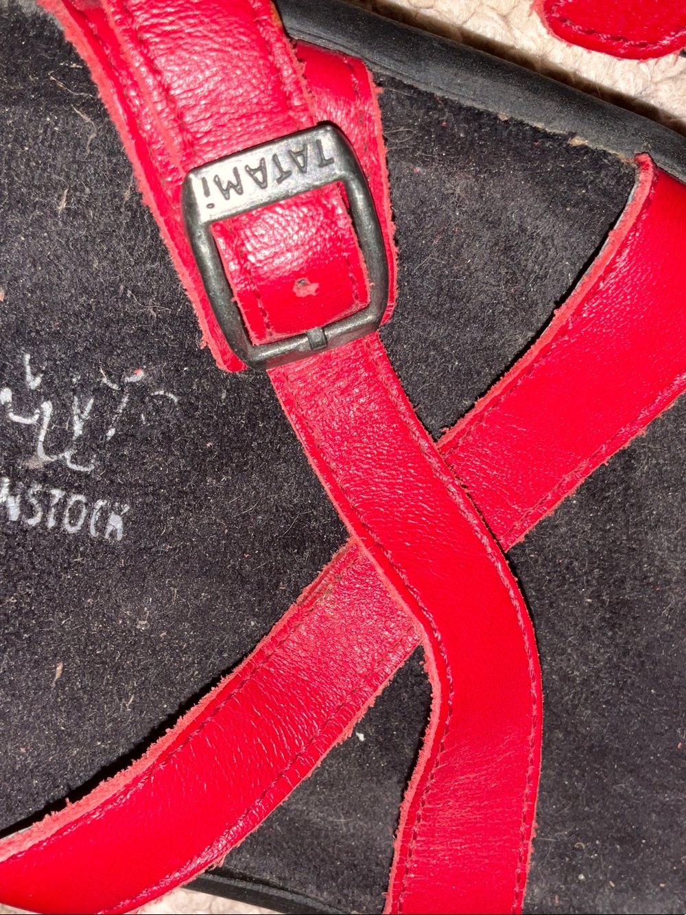 Birkenstock Red Strappy Buckle Sandals - Picture 5 of 9